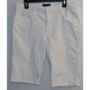 Sanctuary Women Jeans Denim Bermuda Shorts Raw Hem Pockets Malibu White Size 32